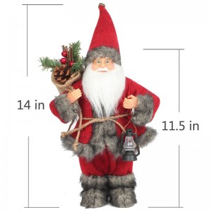 14INCH Standy Red Santa Claus ornament Decorare Figurina cu lampă de ulei și conul de pin în Bag Festivalul de vacanță Crăciun
