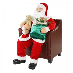 100cm Crăciun animat canapea Santa Claus cu decorare ornament muzical de iluminat Colecția tradițională de vacanță