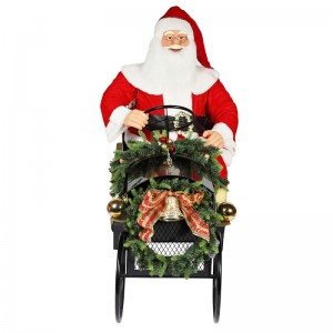 150cm Sleigh Sleigh Santa Claus cu ornament de iluminat Crăciun decor Colecția tradițională de vacanță