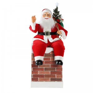 60/100cm Crăciun Chimney animat Santa Claus cu iluminare ornament muzical decorare Figurină Colecția de vacanță K/d