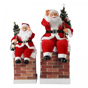 60/100cm Crăciun Chimney animat Santa Claus cu iluminare ornament muzical decorare Figurină Colecția de vacanță K/d