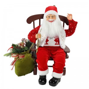 55cm Scaun Animat Santa Claus cu lumina Crăciun ornament Figurină Decorare Xmas Dolls Colecție de vacanță Acasă Cadouri
