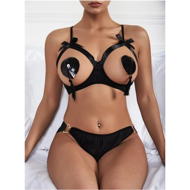 Femeile Bowknot Thongs Lenjerie sexy Sleepwear Set Doamnelor Erotic Langerie sexy