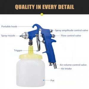 PQ-2 Air Spray Gun 2.0 mm Duza OEM Factory Plastic Metal de înaltă eficiență Atomizarea instrumentelor de vopsea pneumatică pentru mașină și mobilier