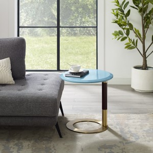 Camera de zi Modern rotund masa de masănucnuc Top oțel inoxidabil de bază de cafea de cafea