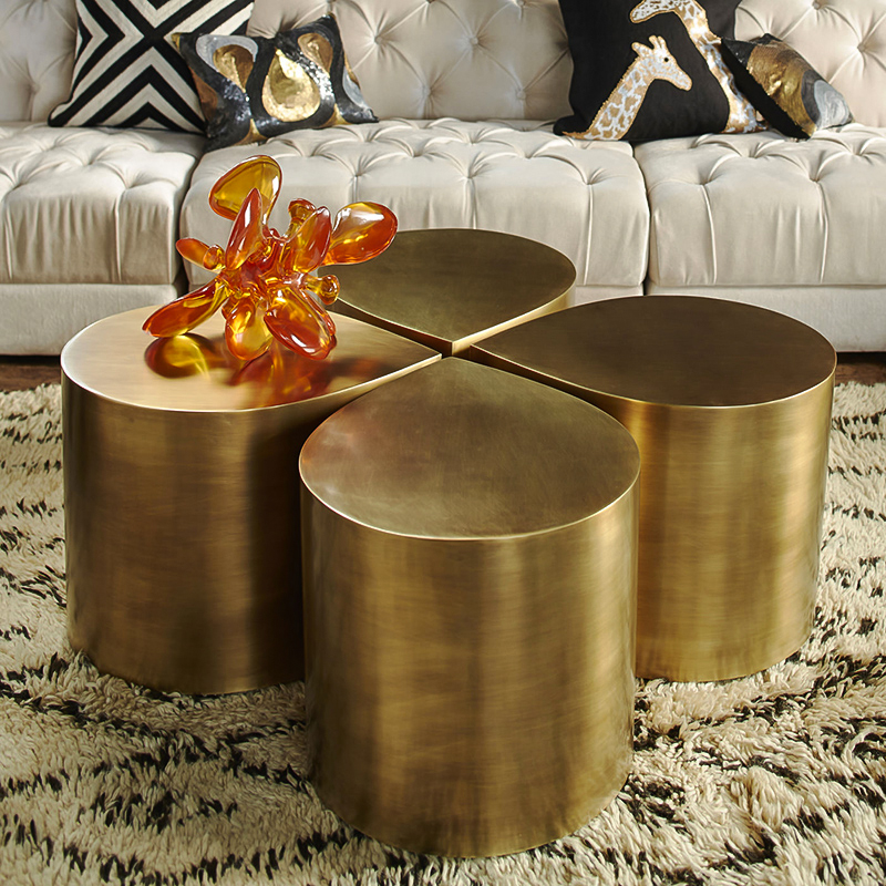 Petal Design estetic de lux de cafea de lux Set 4 mese de aur pentru camera de zi modern