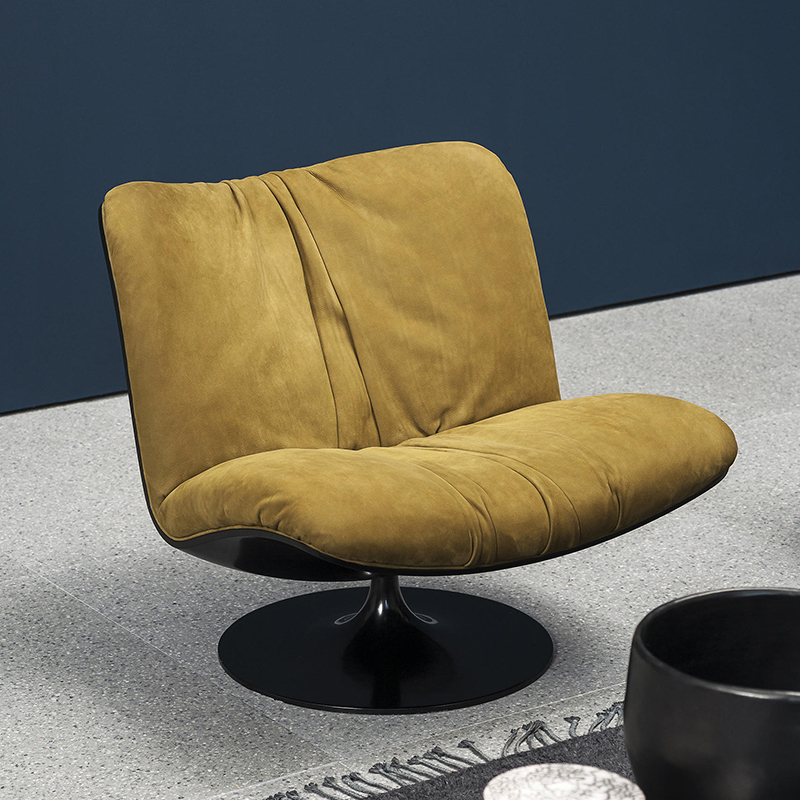 Italiană minimalistă de lux de designer din fibră de sticlă modernă din piele autentică din piele pivoitoare scaune de accent pentru sufragerie
