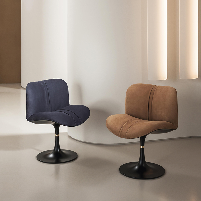 Italiană minimalistă de lux de designer din fibră de sticlă modernă din piele autentică din piele pivoitoare scaune de accent pentru sufragerie