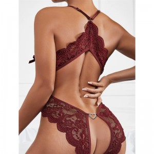 Halter Lace Sexy Backlessless Lace One-Piece Femeie Sexy Lingerie Lace de decorare