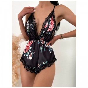 Sexy Hollow Out Floral Bodysuit High Cut V Neck Lenjerie Teddy Ultra subțire respirabil Femei Erotic Sexy LingerieHot Produse