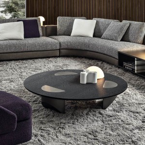 Italiană de design din oțel inoxidabil din oțel mare lux de luxnegru din sticlă rotundă cafea modernă pentru mobilier de cameră de zi