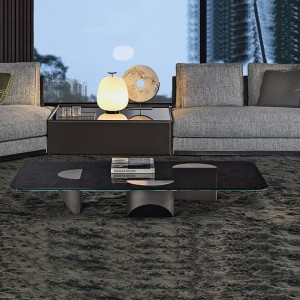 Italiană de design din oțel inoxidabil din oțel mare lux de luxnegru din sticlă rotundă cafea modernă pentru mobilier de cameră de zi