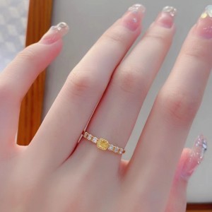 Moda bijuterii producător 18k/14k/10k/9k aur un singur galben diamant piatră femei de aur inele design