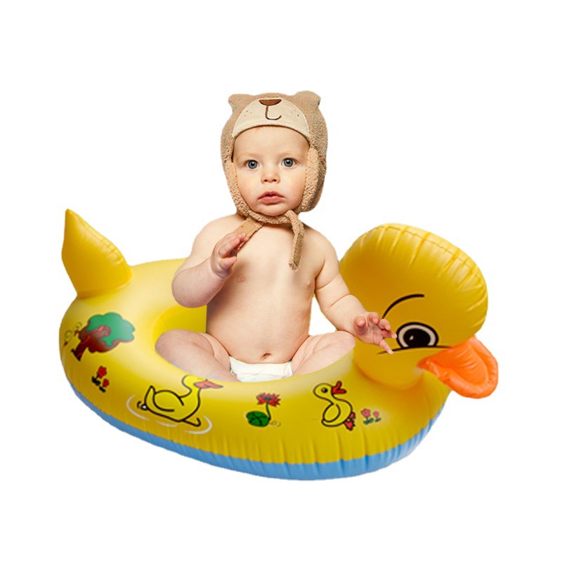 Jucărie cu inel de înot pentru copii pentru copii, PVC Galben Duck Gonflable Water Ride pentru copii