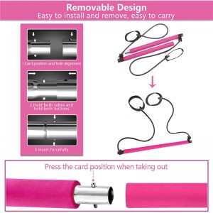 Set de bare Pilates, exercițiu portabil de yoga Pilat Stick cu o bandă de rezistență buclă de picior, echipament de fitness