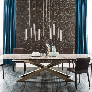 proiecte italiene picioare metalice lungi moderne moderne dreptunghiulare de piatră sinterizată din piatră 10 locuri