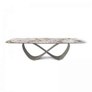 Oțel inoxidabil personalizat din oțel inoxidabil modern de lux lung de lux dreptunghiular de piatră sinterizată din piatră sinterizată 12 locuri