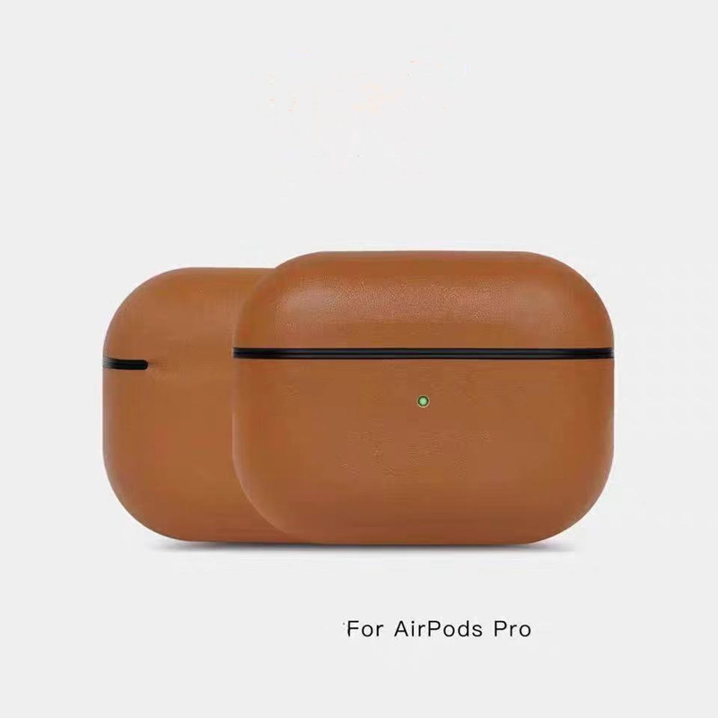 Carcasă din piele AirPods Pro, carcasă din piele cu ceară retro retro a căminuluinebun, complet realizat manual, LED frontal vizibil, (maro închis)