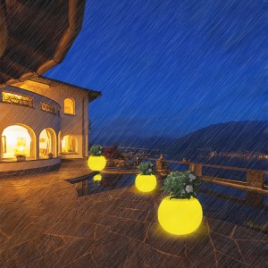 LED rotundă rotundă oală de flori în aer liber, impermeabil gazon ușor de Crăciun, petrecere de Crăciun, peisaj de decorare lampă mare reîncărcabilă pentru plante de podea lampă de podea