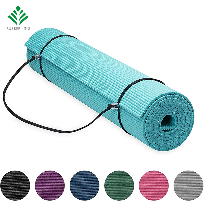 Mat de yoga premium cu sling de purtător de covorașe de yoga, teal, 72 inch x 24 inchw x 1/4 inch grosime
