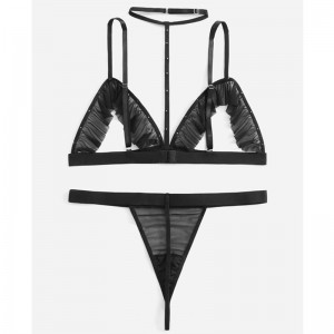 Harness Cupless decupat de lenjerie de lenjerie cu tăiere sexy cu tanga de plasă sexy