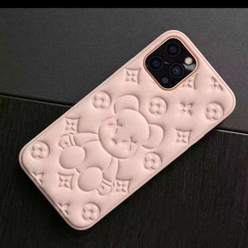 Carcasă de telefon mobilnou, Apple iPhone13pro din piele Bear 3D Proces de embosare pentru telefon mobil din piele de protecție din piele