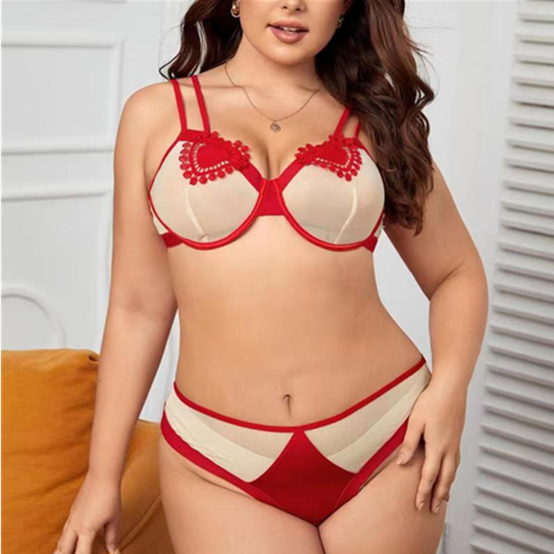 Aplicații de broderie de contrast Detaliu set de lenjerie sexy