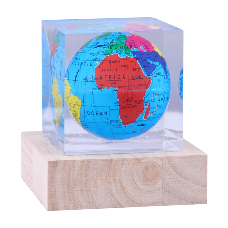 Custom Decorație pentru casă Square Polygonal Cilindric Clear Plexiglass Cristal Mini birou Globe Ornament de hârtie de hârtie