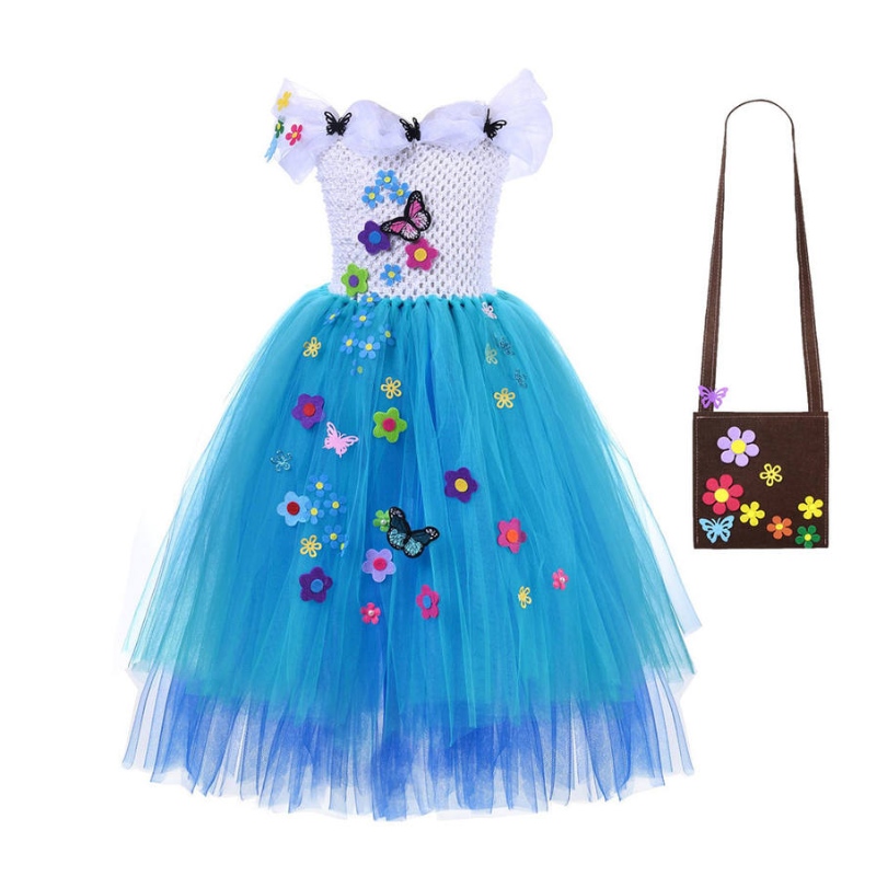 Rochie de costume Encanto Mirabel pentru fete cosplay Isabela Madrigal Prințesa Halloween Rochie cu pahare cercei