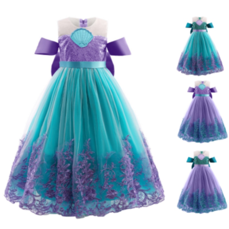 Mermaid Princess Girl Rochie Copii de Halloween Cosplay Costume pentru fete fetiță rochie violet pentru copii