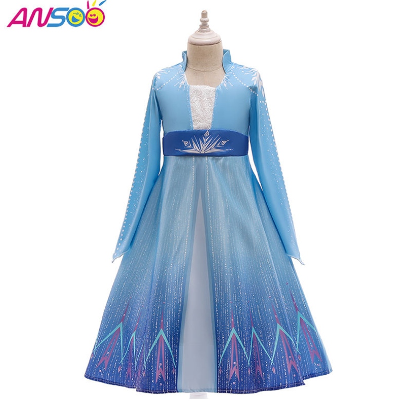 Ansoo Kids Elsa Princess Rochie Halloween Cosplay Party Fancy Dress Up Anna Elsa Costum pentru fete