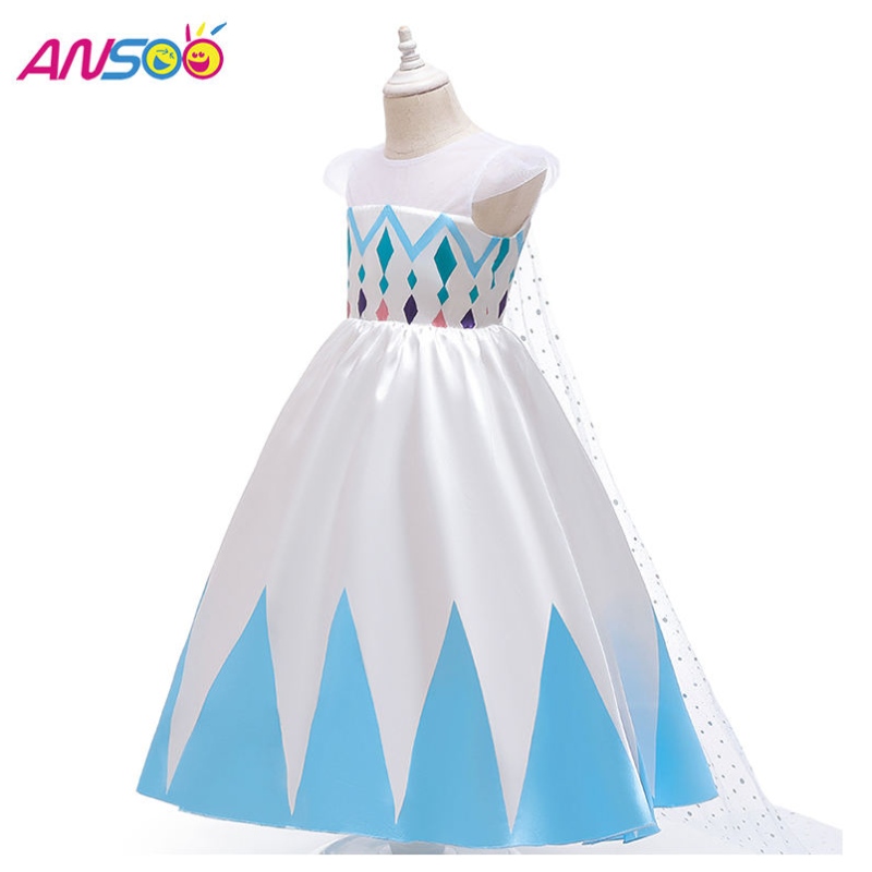 Ansoonou preț cu ridicata desen animat elsa prințesa albă pentru fete rochii de Halloween costume pentru fete