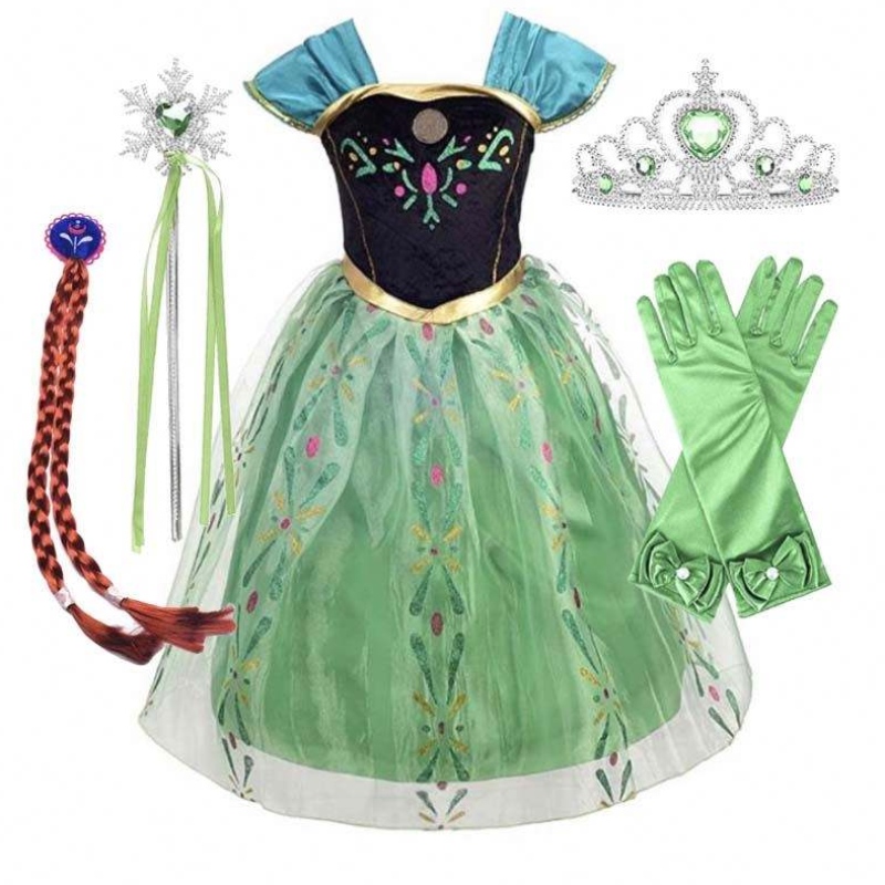 Ice Princess Coronation Green Costum Toddler fetițe Anna Green Princess Rochie HCGD-007