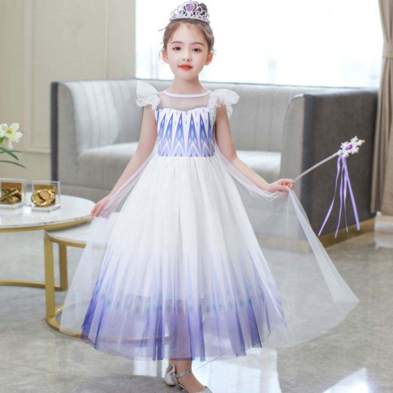 Comerț cu ridicata 3-10 ani Prințesa Snow Queen Elsa Rochie regină cu accesorii Crown Braid Wand HCGD-029