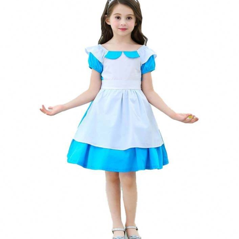 Costume pentru copii îmbrăcăminte Albă Alice Alice Prunc 100% Bumbac 2-6 ani pentru fetiță Rochie cu curea pentru copii Copii Prințesă Rochii DGHC-029