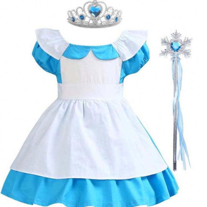 Costume pentru copii îmbrăcăminte Albă Alice Alice Prunc 100% Bumbac 2-6 ani pentru fetiță Rochie cu curea pentru copii Copii Prințesă Rochii DGHC-029