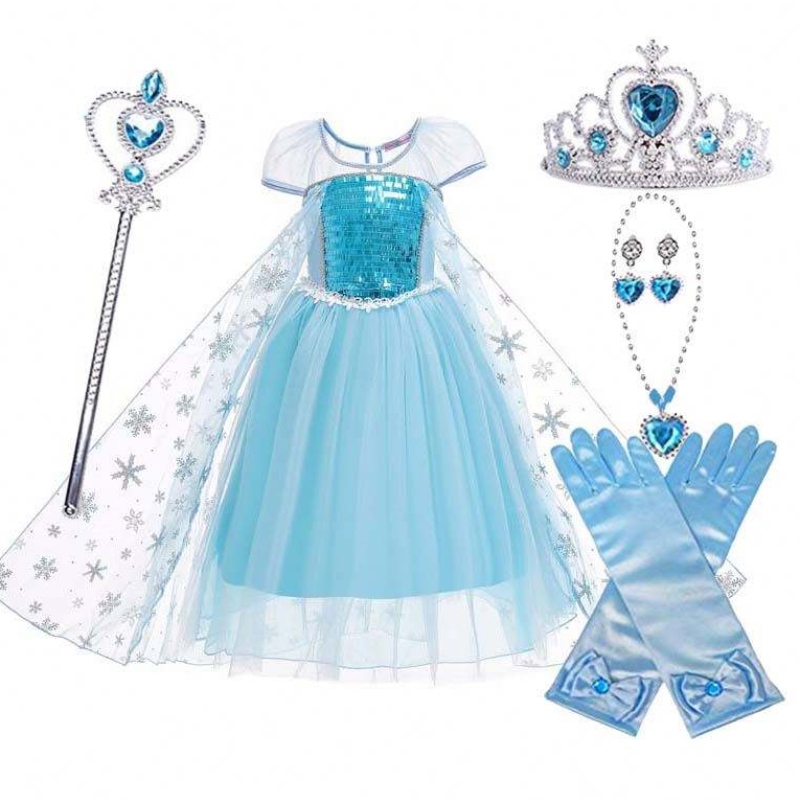 Prințesa Costume Petrecere denaștere Dress Up Fetele Elsa Beadings Rochie prințesă HCGD-044