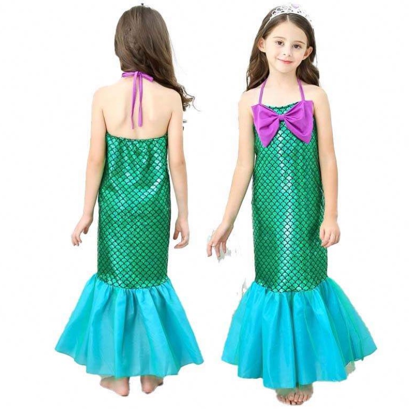 Dress Up Party Fetițe Mermaid Princess Sirena Costum Girl With Gloves Crown Bagheta 3-10 ani DGHC-028