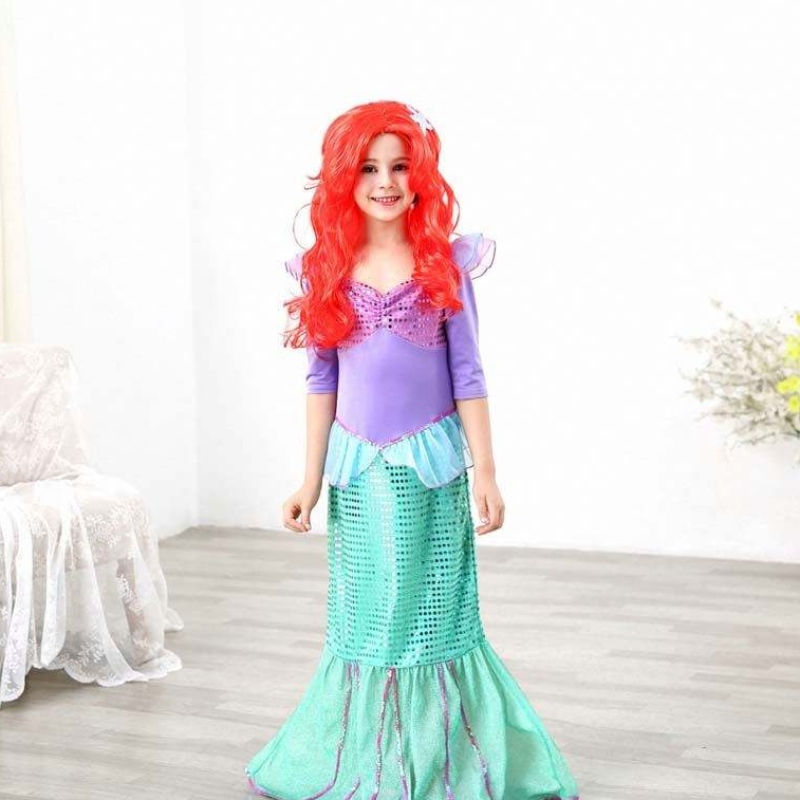 Petrecere de ziua denaștere rochie de Crăciun 2-10 ani copii prințesă cosplay fată ariel sirena costum hcmm-001