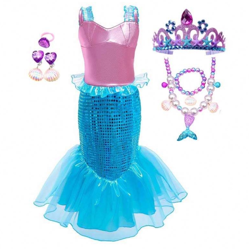 Petrecere de ziua denaștere rochie de Crăciun 2-10 ani copii prințesă cosplay fată ariel sirena costum hcmm-001
