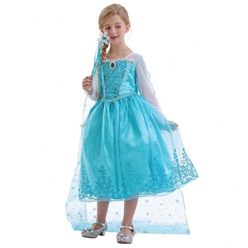 Copii pentru ziua denaștere Cosplay 2-10y paiete albastru cu mânecă lungă Halloween Prințesa Elsa Rochie Cosplay HCGD-039