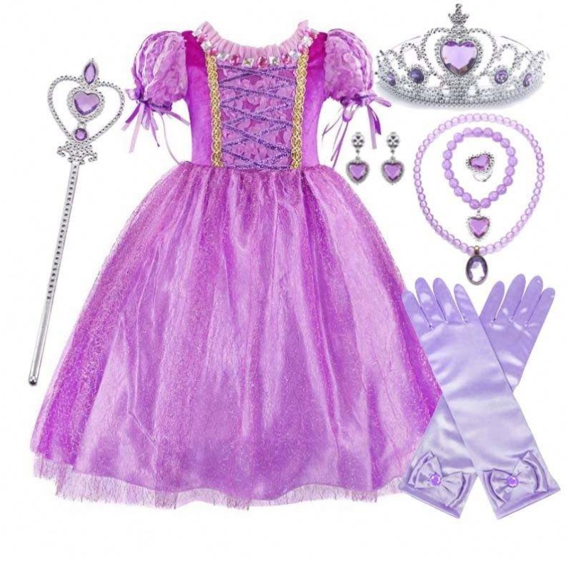 Gadgets 2022 Fetițe Purple Color Rapunzel Prințesă Rochie cu accesorii HCRS-006
