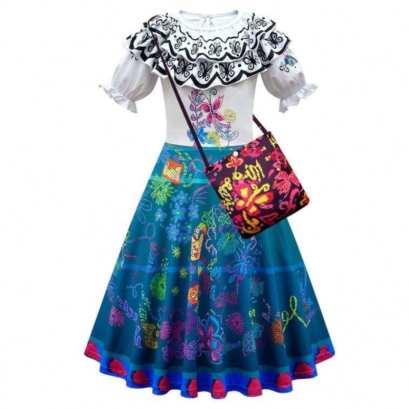 2022 Copii Encanto Madrigal Prințesă Fuste Outfits Blue Mirabel Rochie de la Encanto cu geantă 100-160cm HCIS-001