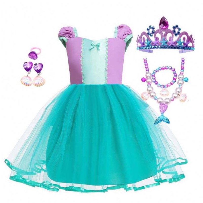 Micul înger Sirena Alice Copil Prințesa Fluffy Blue Tutu Sirena Rochie tematică pentru fetiță HCMM-008