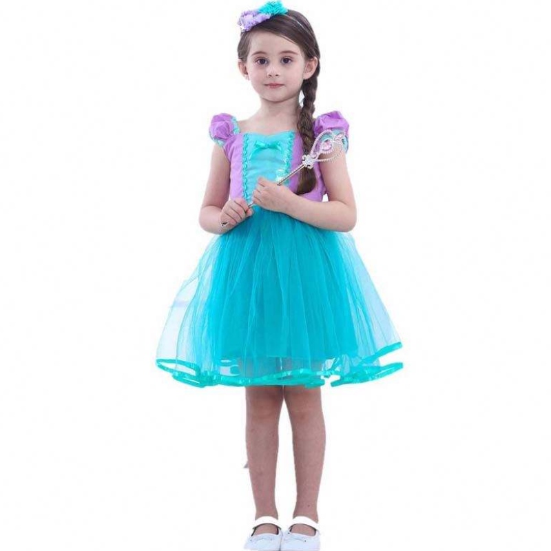 Micul înger Sirena Alice Copil Prințesa Fluffy Blue Tutu Sirena Rochie tematică pentru fetiță HCMM-008