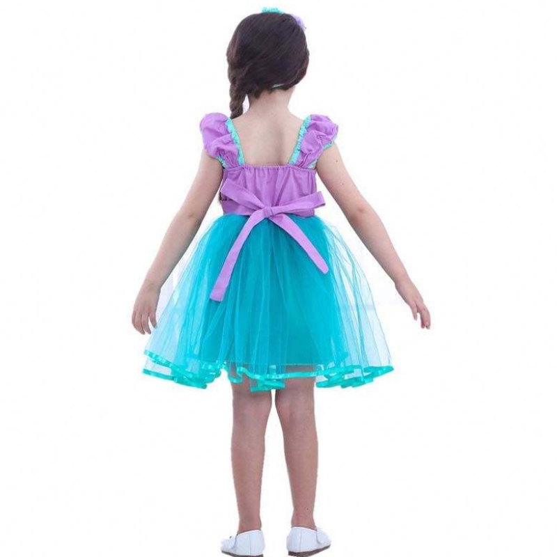 Micul înger Sirena Alice Copil Prințesa Fluffy Blue Tutu Sirena Rochie tematică pentru fetiță HCMM-008