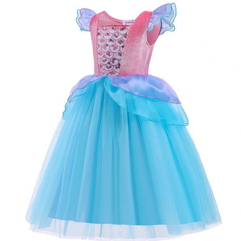2022 Vânzări de top Halloween Copil prințesă paiete Ariel Ariel Blue Dress Costum HCMM-012