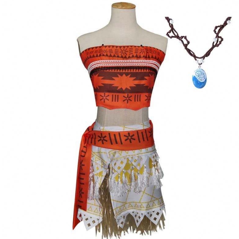 Halloween Party Adult Kids Cosplay Vaiana Prințesa Moana Rochie de costume pentru adulți cu colier HCMO-005