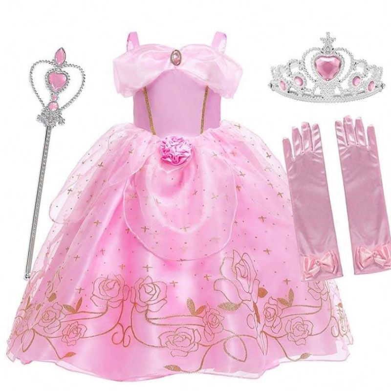 Kid Princess Dress Girl Summer Party Party Haine Pink Princess Aurora Costum HCSP-012