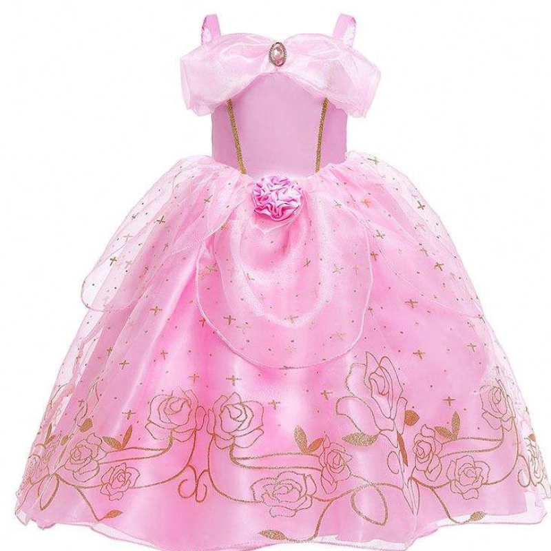 Kid Princess Dress Girl Summer Party Party Haine Pink Princess Aurora Costum HCSP-012